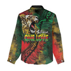 Aotearoa One Love Women Casual Shirt Reggae Lion with Kakahu Huruhuru