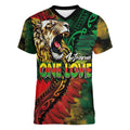 Aotearoa One Love Women V-Neck T-Shirt Reggae Lion with Kakahu Huruhuru