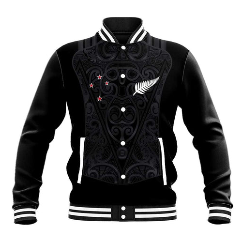 Custom Aotearoa Rugby Baseball Jacket Fern Blacks-Traditional Maori Motifs Design