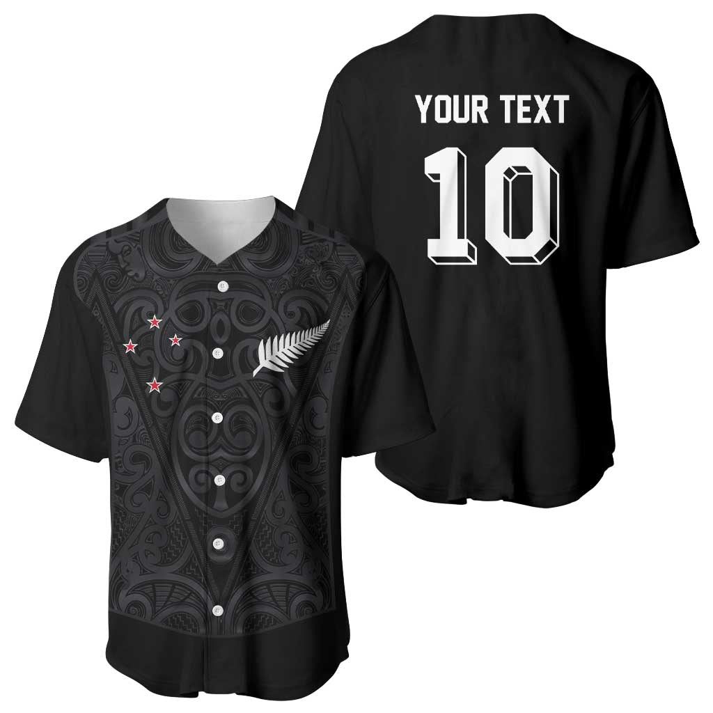 Custom Aotearoa Rugby Baseball Jersey Fern Blacks-Traditional Maori Motifs Design