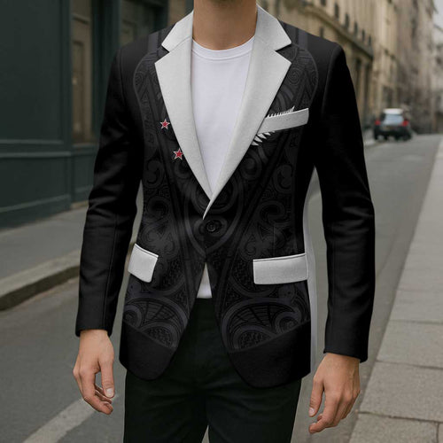 Custom Aotearoa Rugby Blazer Fern Blacks-Traditional Maori Motifs Design