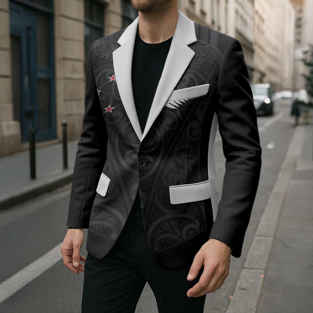 Custom Aotearoa Rugby Blazer Fern Blacks-Traditional Maori Motifs Design