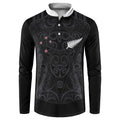 Custom Aotearoa Rugby Button Sweatshirt Fern Blacks-Traditional Maori Motifs Design