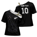 Custom Aotearoa Rugby Cross Shoulder Shirt Fern Blacks-Traditional Maori Motifs Design