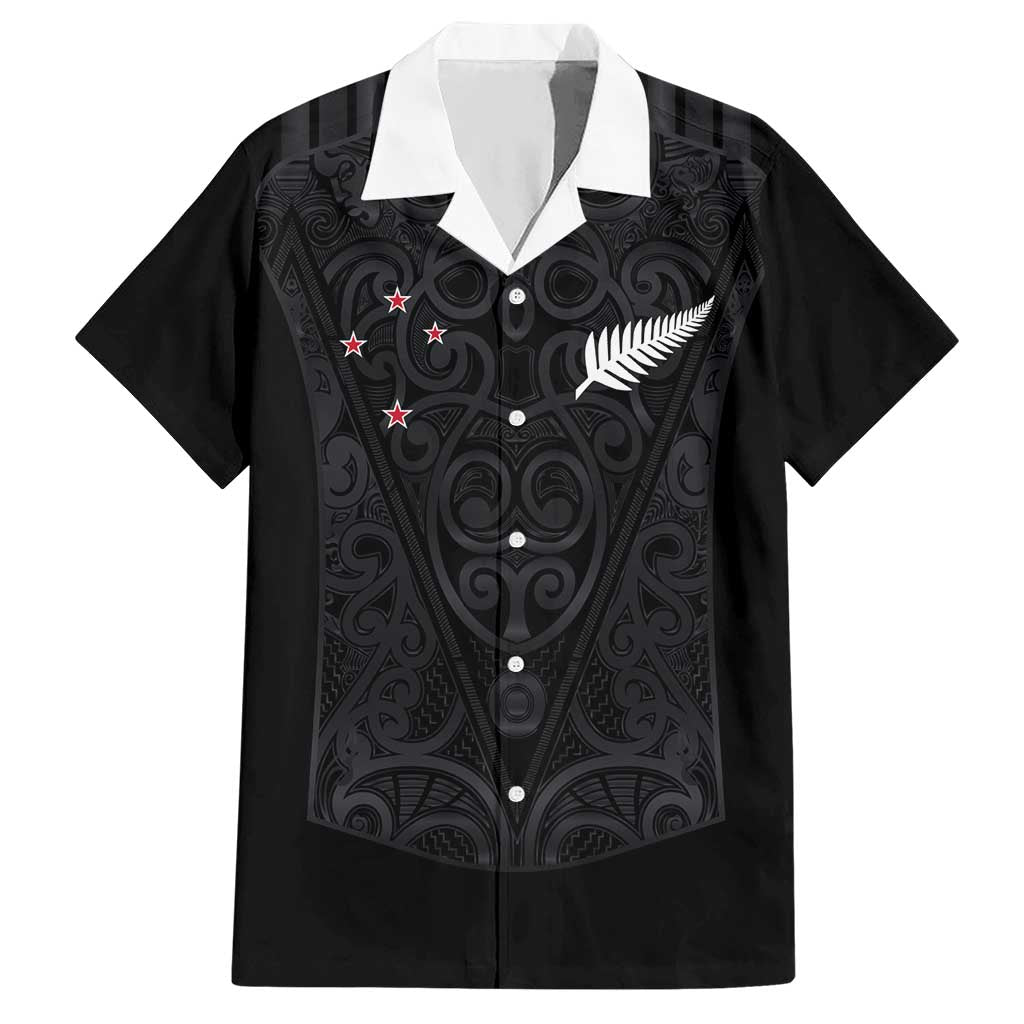 Custom Aotearoa Rugby Hawaiian Shirt Fern Blacks-Traditional Maori Motifs Design