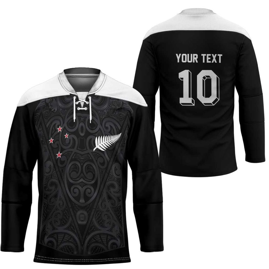 Custom Aotearoa Rugby Hockey Jersey Fern Blacks-Traditional Maori Motifs Design
