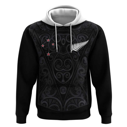 Custom Aotearoa Rugby Hoodie Fern Blacks-Traditional Maori Motifs Design