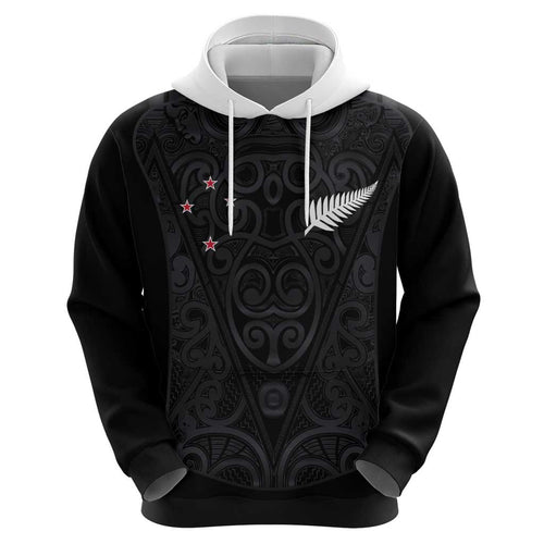Custom Aotearoa Rugby Hoodie Fern Blacks-Traditional Maori Motifs Design