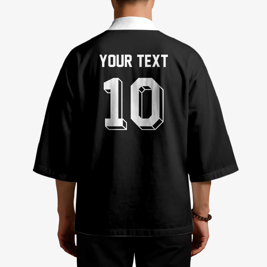 Custom Aotearoa Rugby Kimono Fern Blacks-Traditional Maori Motifs Design