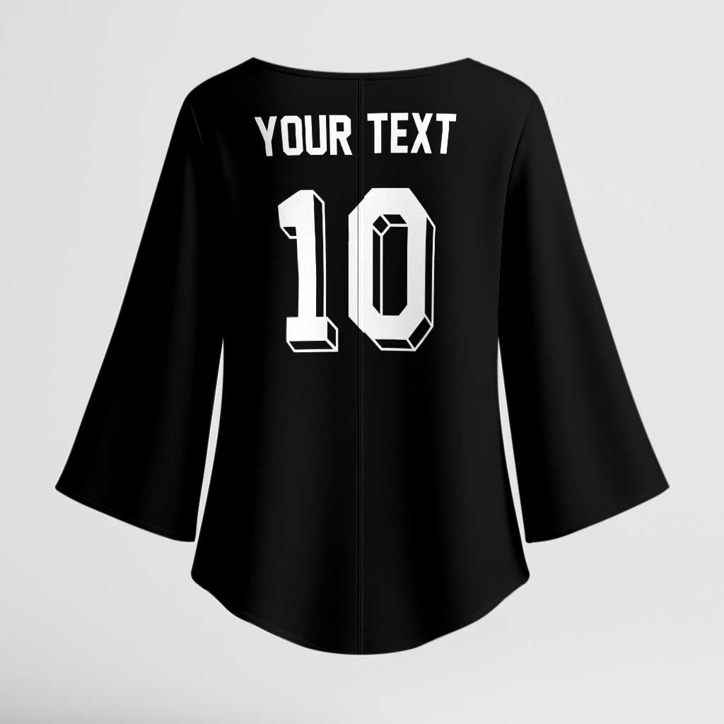 Custom Aotearoa Rugby Kimono Sleeve Blouse Fern Blacks-Traditional Maori Motifs Design