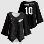 Custom Aotearoa Rugby Kimono Sleeve Blouse Fern Blacks-Traditional Maori Motifs Design
