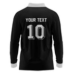 Custom Aotearoa Rugby Long Sleeve Polo Shirt Fern Blacks-Traditional Maori Motifs Design