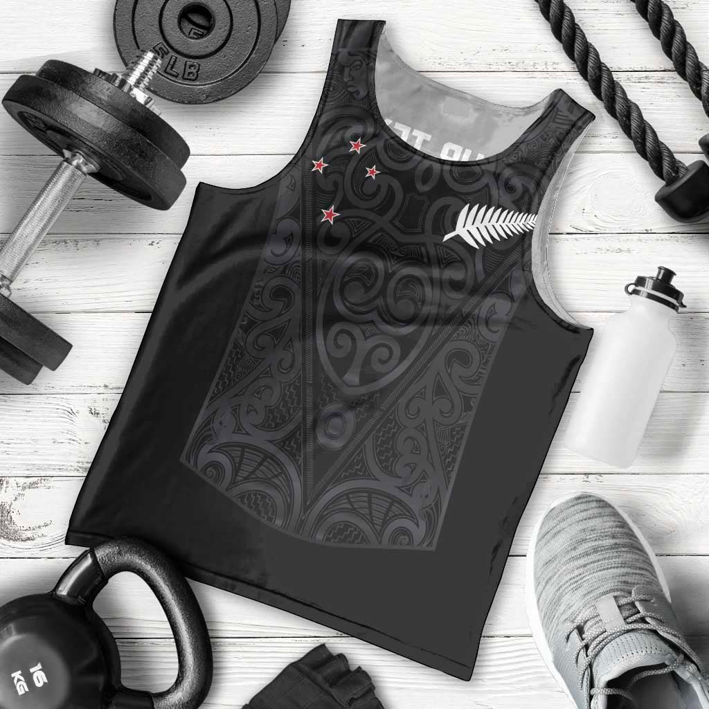 Custom Aotearoa Rugby Men Tank Top Fern Blacks-Traditional Maori Motifs Design