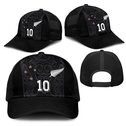 Custom Aotearoa Rugby Mesh Trucker Cap Fern Blacks-Traditional Maori Motifs Design