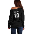 Custom Aotearoa Rugby Off Shoulder Sweater Fern Blacks-Traditional Maori Motifs Design