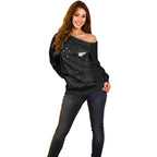 Custom Aotearoa Rugby Off Shoulder Sweater Fern Blacks-Traditional Maori Motifs Design