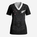 Custom Aotearoa Rugby Scrub Top Fern Blacks-Traditional Maori Motifs Design