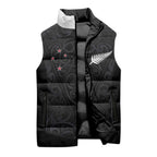 Custom Aotearoa Rugby Sleeveless Puffer Jacket Fern Blacks-Traditional Maori Motifs Design