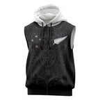 Custom Aotearoa Rugby Sleeveless Zip Hoodie Fern Blacks-Traditional Maori Motifs Design