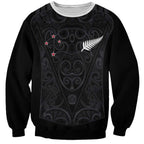 Custom Aotearoa Rugby Sweatshirt Fern Blacks-Traditional Maori Motifs Design