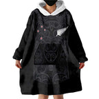 Custom Aotearoa Rugby Wearable Blanket Hoodie Fern Blacks-Traditional Maori Motifs Design