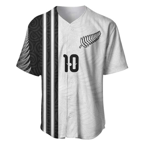Custom New Zealand Football Baseball Jersey Silver Fern and Maori Tribal Black White Half Sporty Style