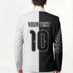 Custom New Zealand Football Blazer Silver Fern and Maori Tribal Black White Half Sporty Style
