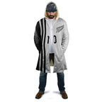 Custom New Zealand Football Cloak Silver Fern and Maori Tribal Black White Half Sporty Style