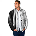 Custom New Zealand Football Padded Jacket Silver Fern and Maori Tribal Black White Half Sporty Style
