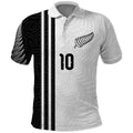 Custom New Zealand Football Polo Shirt Silver Fern and Maori Tribal Black White Half Sporty Style