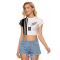 Custom New Zealand Football Raglan Cropped T Shirt Silver Fern and Maori Tribal Black White Half Sporty Style