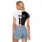 Custom New Zealand Football Raglan Cropped T Shirt Silver Fern and Maori Tribal Black White Half Sporty Style
