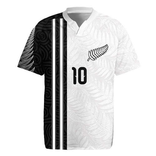 Custom New Zealand Football Rugby Jersey Silver Fern and Maori Tribal Black White Half Sporty Style