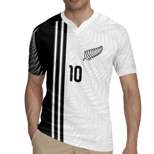 Custom New Zealand Football Rugby Jersey Silver Fern and Maori Tribal Black White Half Sporty Style