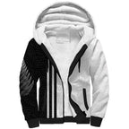 Custom New Zealand Football Sherpa Hoodie Silver Fern and Maori Tribal Black White Half Sporty Style