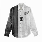Custom New Zealand Football Women Casual Shirt Silver Fern and Maori Tribal Black White Half Sporty Style
