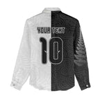 Custom New Zealand Football Women Casual Shirt Silver Fern and Maori Tribal Black White Half Sporty Style