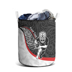 Personalised Aotearoa Lawn Bowls Laundry Basket Maori Warrior and Silver Fern Sporty Style