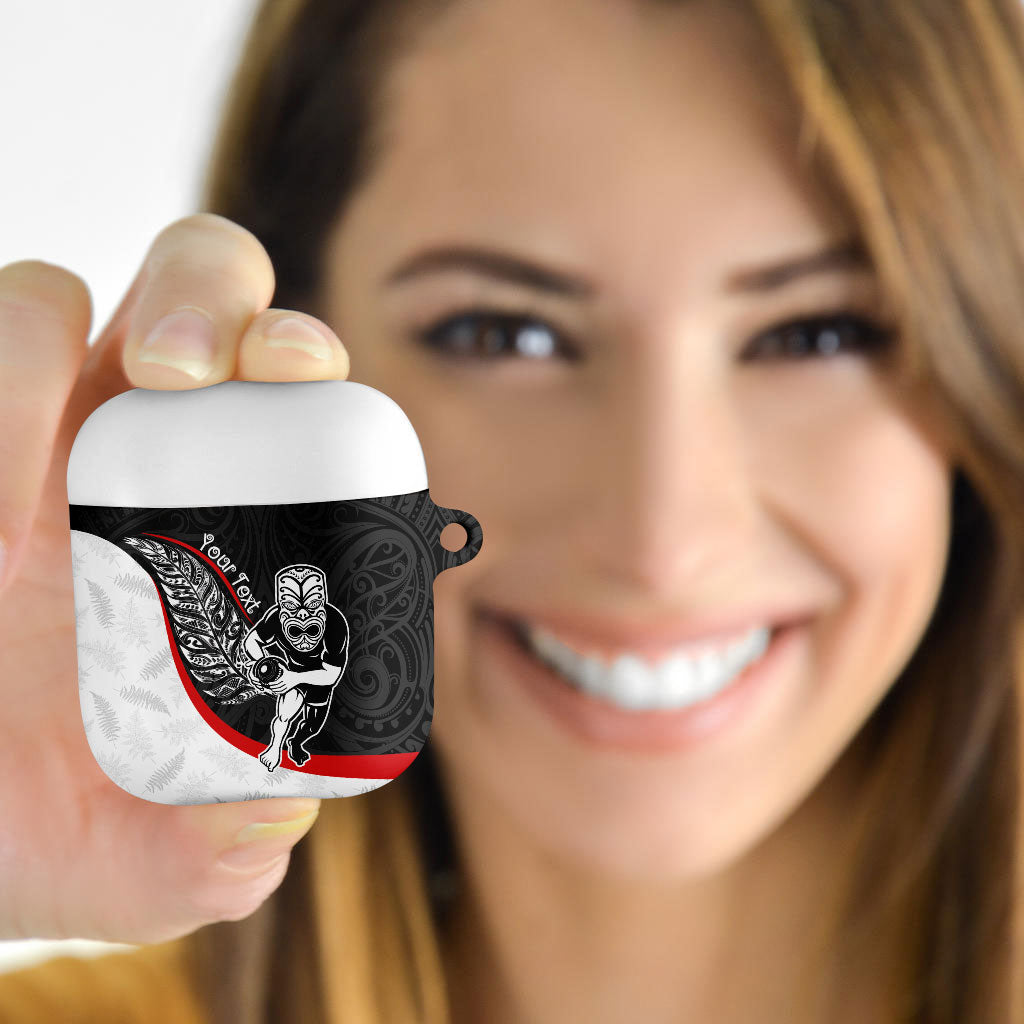 Personalised Aotearoa Lawn Bowls AirPods Case Maori Warrior and Silver Fern Sporty Style