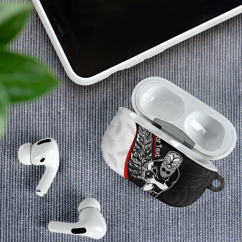 Personalised Aotearoa Lawn Bowls AirPods Case Maori Warrior and Silver Fern Sporty Style
