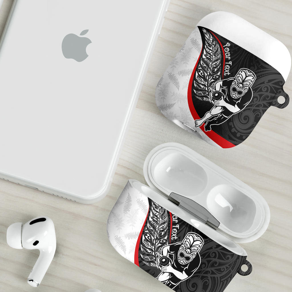 Personalised Aotearoa Lawn Bowls AirPods Case Maori Warrior and Silver Fern Sporty Style