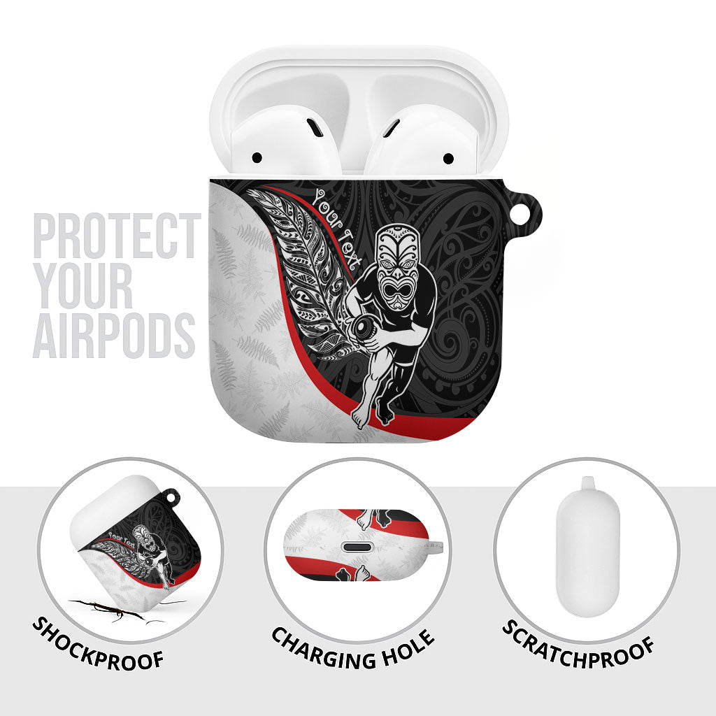 Personalised Aotearoa Lawn Bowls AirPods Case Maori Warrior and Silver Fern Sporty Style