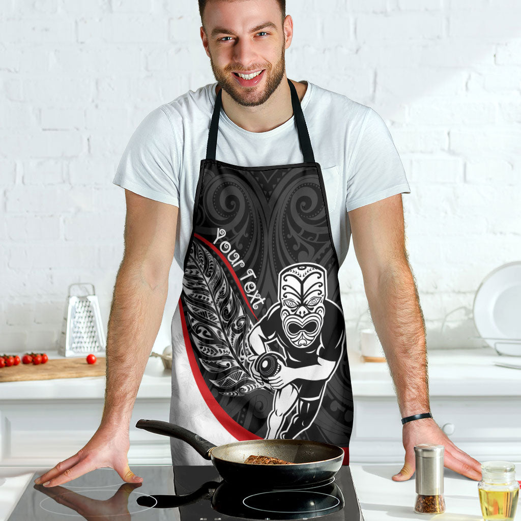 Personalised Aotearoa Lawn Bowls Apron Maori Warrior and Silver Fern Sporty Style