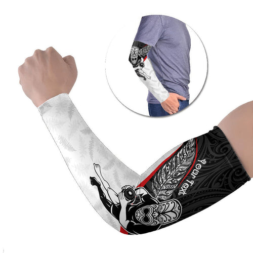 Personalised Aotearoa Lawn Bowls Arm Sleeves Maori Warrior and Silver Fern Sporty Style