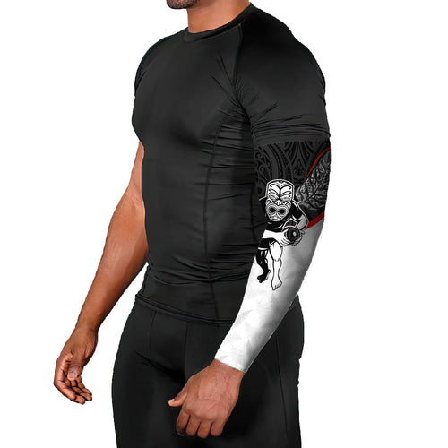 Personalised Aotearoa Lawn Bowls Arm Sleeves Maori Warrior and Silver Fern Sporty Style
