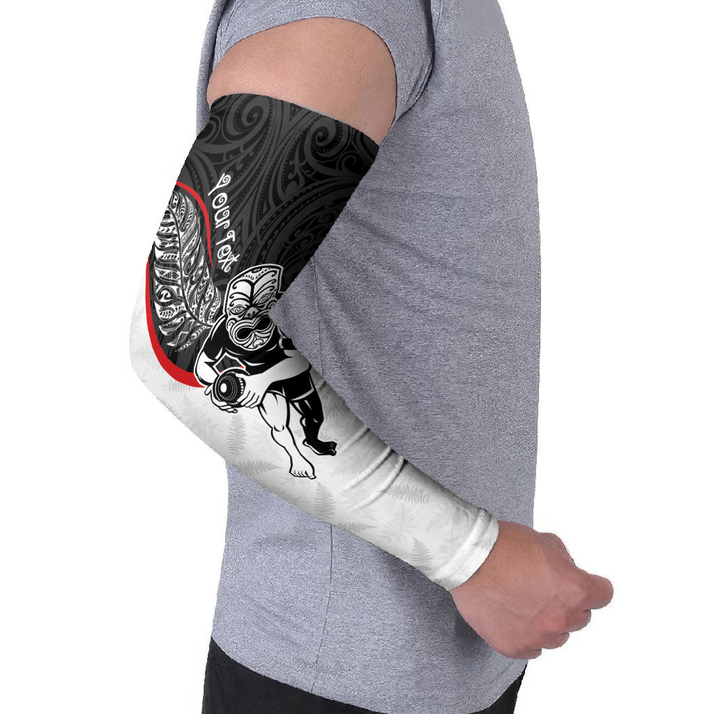 Personalised Aotearoa Lawn Bowls Arm Sleeves Maori Warrior and Silver Fern Sporty Style