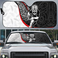Personalised Aotearoa Lawn Bowls Auto Sun Shade Maori Warrior and Silver Fern Sporty Style