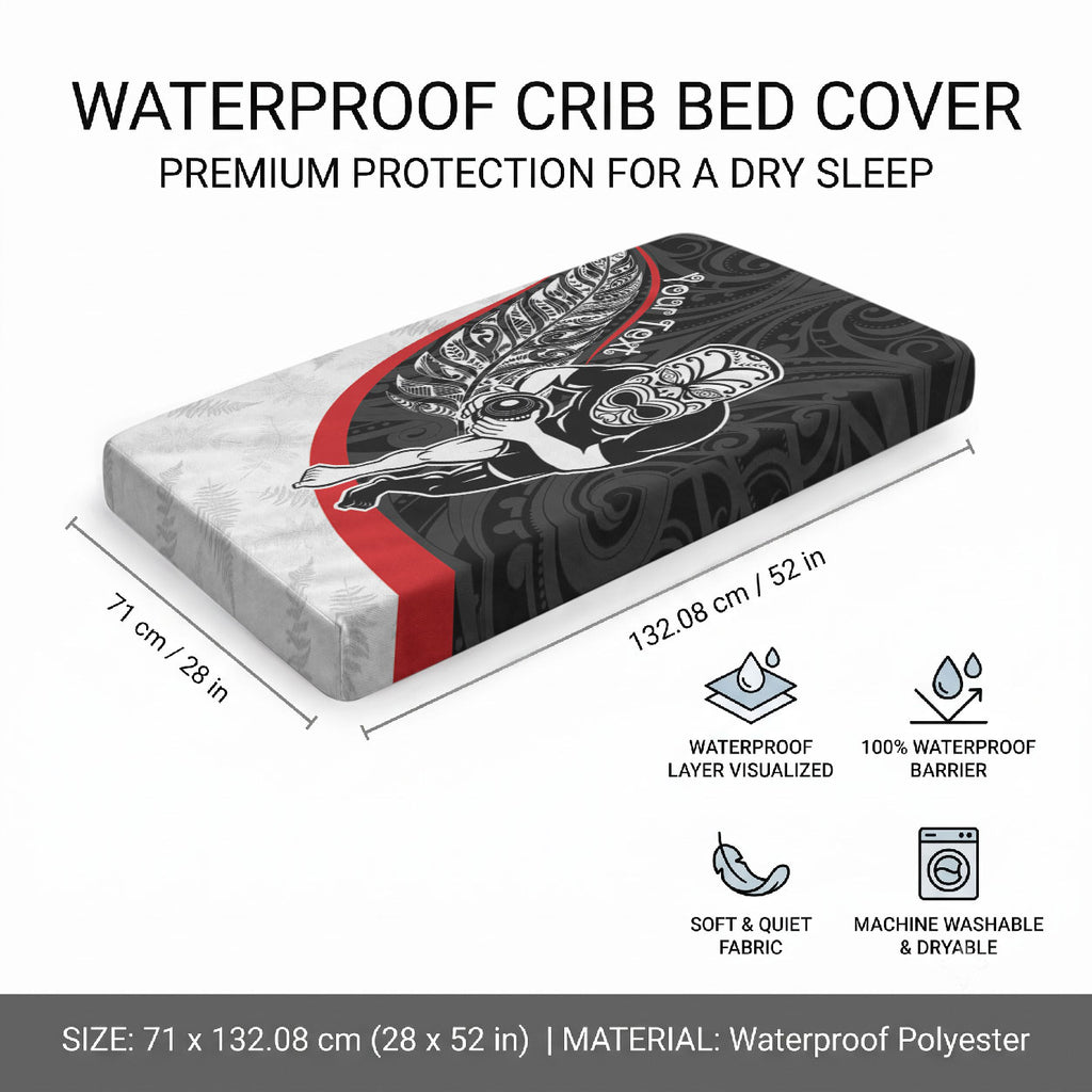 Personalised Aotearoa Lawn Bowls Baby Bed Cover Maori Warrior and Silver Fern Sporty Style