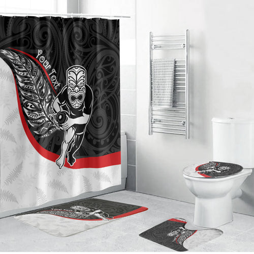 Personalised Aotearoa Lawn Bowls Bathroom Set Maori Warrior and Silver Fern Sporty Style