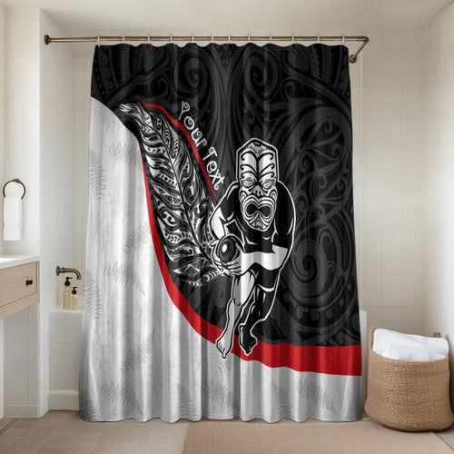 Personalised Aotearoa Lawn Bowls Bathroom Set Maori Warrior and Silver Fern Sporty Style